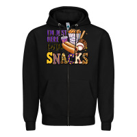 Black i'm just here for the snacks baseball purple and g Zipper Hoodie - Jasminsmagicworld