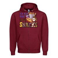 Burgundy i'm just here for the snacks baseball purple and g Zipper Hoodie - Jasminsmagicworld