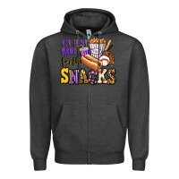 Charcoal Heather i'm just here for the snacks baseball purple and g Zipper Hoodie - Jasminsmagicworld