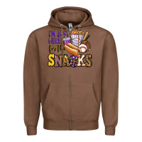 Chestnut i'm just here for the snacks baseball purple and g Zipper Hoodie - Jasminsmagicworld