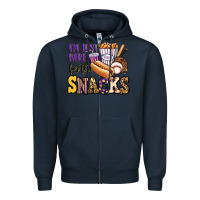 Navy i'm just here for the snacks baseball purple and g Zipper Hoodie - Jasminsmagicworld