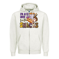 Oatmeal Heather i'm just here for the snacks baseball purple and g Zipper Hoodie - Jasminsmagicworld