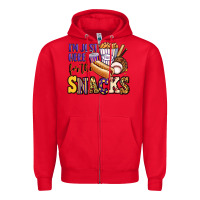 Red i'm just here for the snacks baseball purple and g Zipper Hoodie - Jasminsmagicworld