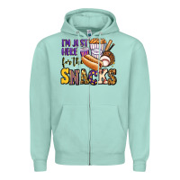 Seafoam i'm just here for the snacks baseball purple and g Zipper Hoodie - Jasminsmagicworld