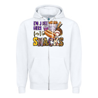 White i'm just here for the snacks baseball purple and g Zipper Hoodie - Jasminsmagicworld