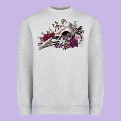 Heavyweight Sweatshirt Boho floral raven skull