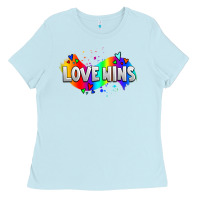 Baby Blue love wins pride lgbtq Ladies Tee - AdoDesignShop
