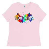 Bubblegum Pink love wins pride lgbtq Ladies Tee - AdoDesignShop