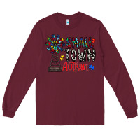 Burgundy small town autism Long Sleeve Tee - CowhideDigitalArt