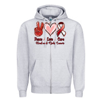 Heather Grey peace love cure head and neck cancer Zipper Hoodie - Jasminsmagicworld