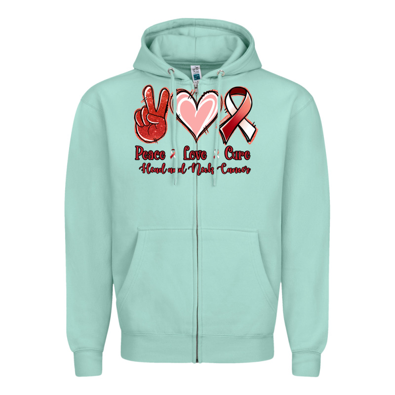 Peace Love Cure Head And Neck Cancer Zipper Hoodie by Jasminsmagicworld | Teevron