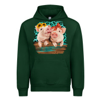 Forest Green Cute Couple Pigs Urban Hoodie - Bettercallsaul