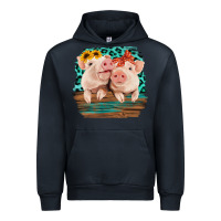 Navy Cute Couple Pigs Urban Hoodie - Bettercallsaul
