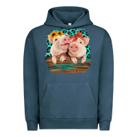 Pigment Midnight Navy Cute Couple Pigs Urban Hoodie - Bettercallsaul