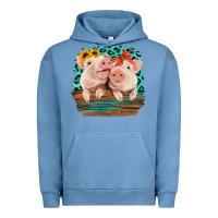 Pigment Pebble Blue Cute Couple Pigs Urban Hoodie - Bettercallsaul