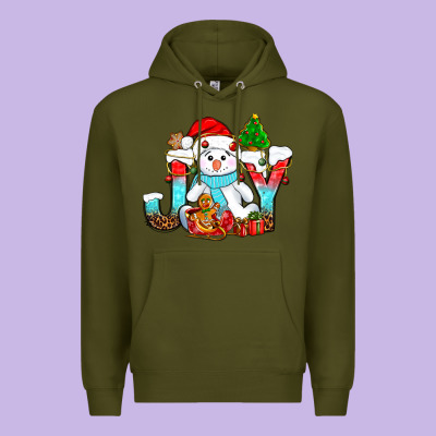 Joy Christmas With Snowman Bbs Premium Hoodie Designed By Bundleandbundleshop