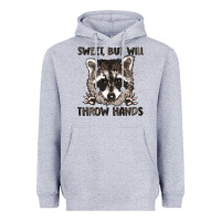 Heather Grey sweet but will throw hands Heavyweight Hoodie - MaliasSmallBusiness