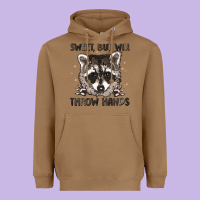 Sweet But Will Throw Hands Heavyweight Hoodie Designed By Maliassmallbusiness