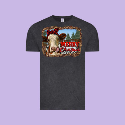 Merry Christmas Heifer Cow With Farm Vintage Tee Designed By Ranaportraitstore