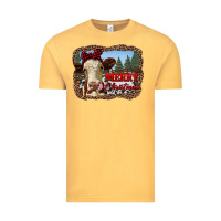 Vintage Mustard merry christmas heifer cow with farm Vintage Tee - RanaPortraitStore