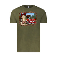 Vintage Olive merry christmas heifer cow with farm Vintage Tee - RanaPortraitStore