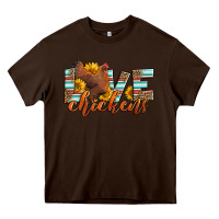 Chocolate Brown love chickens Heavy Core Tee - LillyAllenDesigns