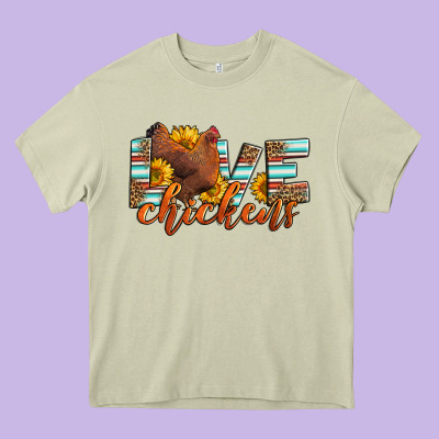 Love Chickens Heavy Core Tee Designed By Lillyallendesigns