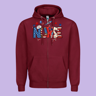 American Nurse Zipper Hoodie Designed By Bundleandbundleshop