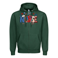 Sports Green american nurse Zipper Hoodie - BundleAndBundleShop