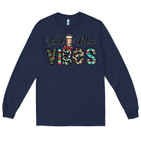Navy tired mom vibes Long Sleeve Tee - CowhideDigitalArt