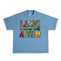 Pebble Blue i love someone with autism Urban Heavy Tee - Zillion Design Studio