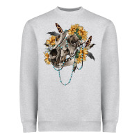 Heather Grey Boho wolf skull Heavyweight Sweatshirt - RanaPortraitStore