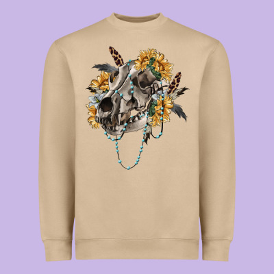 Heavyweight Sweatshirt Boho wolf skull