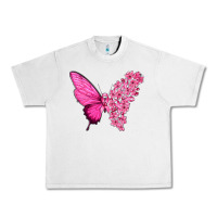 Lunar Rock Pink Flowers and Breast Cancer Ribbon Butterfly Urban Heavy Tee - texasbilliewilder