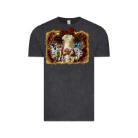 Vintage Black heifer cow christmas western background Vintage Tee - RanaPortraitStore
