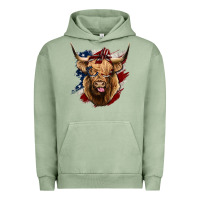 Pigment Oil Green American Highland Cow Urban Hoodie - Bettercallsaul