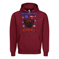 Burgundy best dad ever american flag Zipper Hoodie - Artiststas