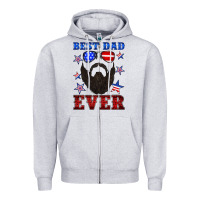 Heather Grey best dad ever american flag Zipper Hoodie - Artiststas