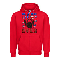 Red best dad ever american flag Zipper Hoodie - Artiststas