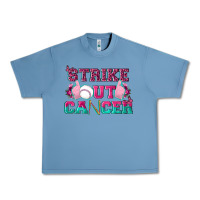 Pebble Blue Strike Out Cancer Baseball Urban Heavy Tee - texasbilliewilder