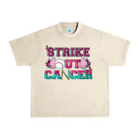 Sandshell Strike Out Cancer Baseball Urban Heavy Tee - texasbilliewilder