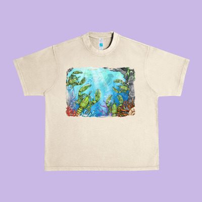 Lobster Background Urban Heavy Tee Designed By Barkaloodesign