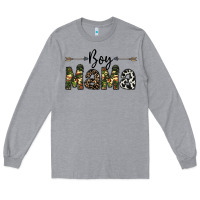 Heather Grey boy mama Long Sleeve Tee - CowhideDigitalArt