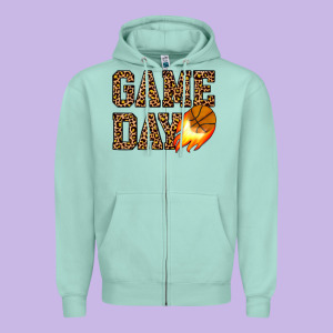 Game Day Basketball Zipper Hoodie Designed By Jahusdesignshop