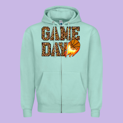 Game Day Basketball Zipper Hoodie Designed By Jahusdesignshop