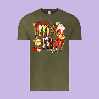 Mama Softball Baseball With Popcorn Vintage Tee Designed By Texasbilliewilder