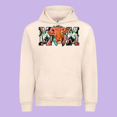 Cowhide Floral Feather Cow Mom Urban Hoodie Designed By Bettercallsaul