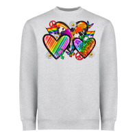 Heather Grey pride hearts Heavyweight Sweatshirt - texasbilliewilder