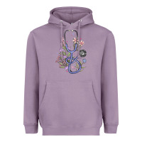 Lavender floral stethoscope Heavyweight Hoodie - MaliasSmallBusiness
