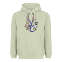 Matcha floral stethoscope Heavyweight Hoodie - MaliasSmallBusiness